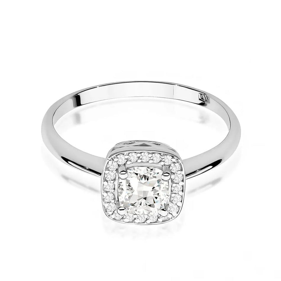 Goldring mit 0,70 ct weißem Saphir und 0,10 ct Diamanten