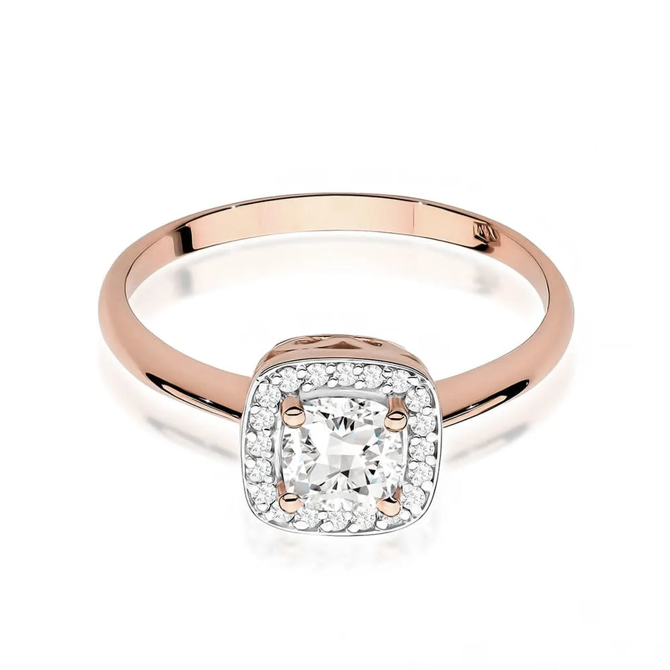 Goldring mit 0,70 ct weißem Saphir und 0,10 ct Diamanten