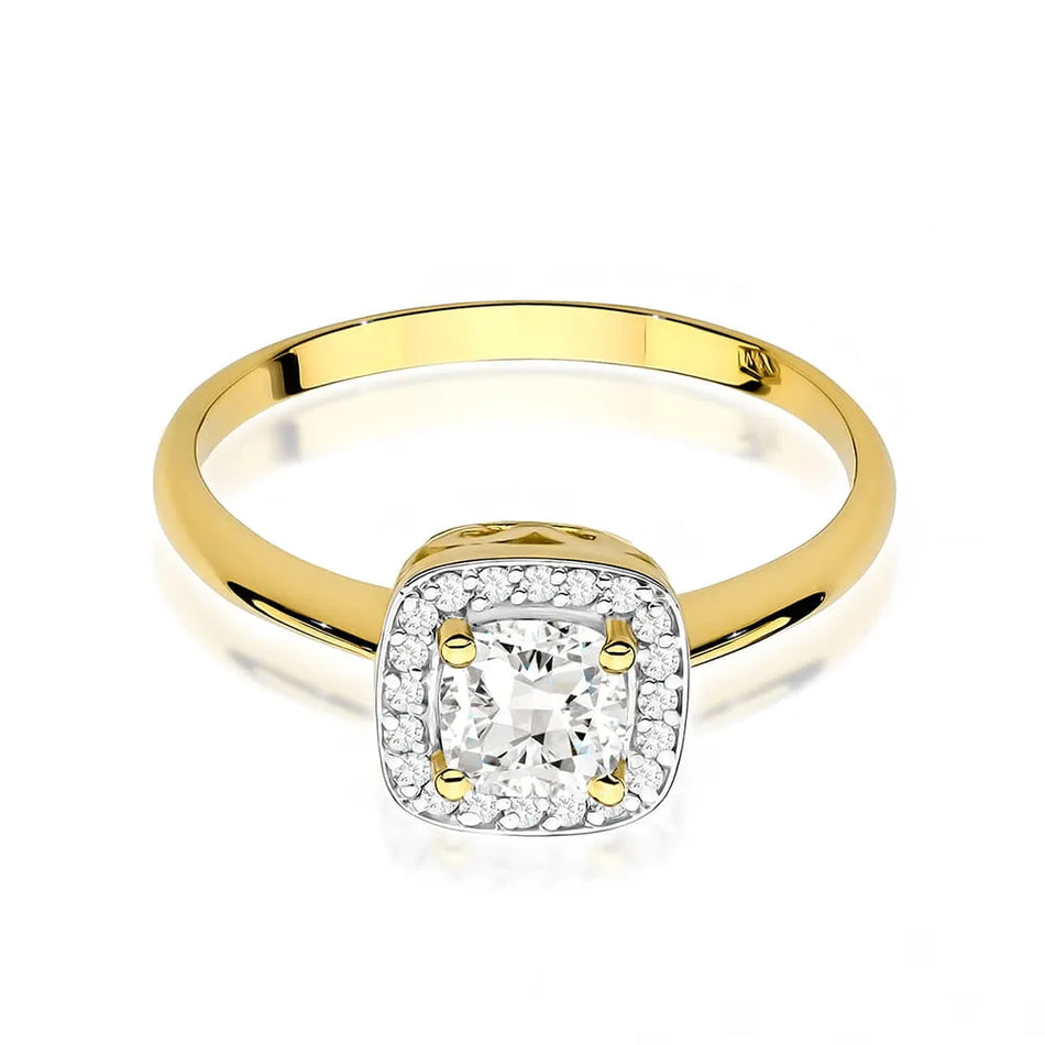 Goldring mit 0,70 ct weißem Saphir und 0,10 ct Diamanten
