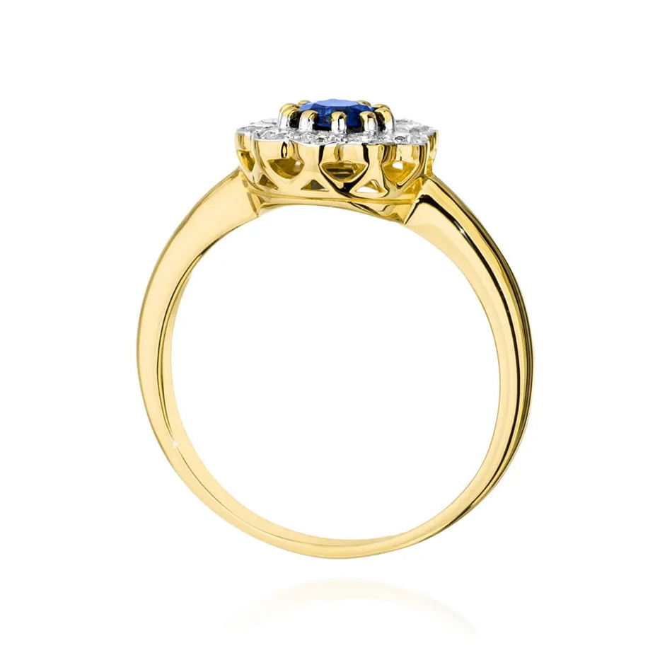 Goldring mit 0,50 ct Saphir und 0,30 ct Diamanten
