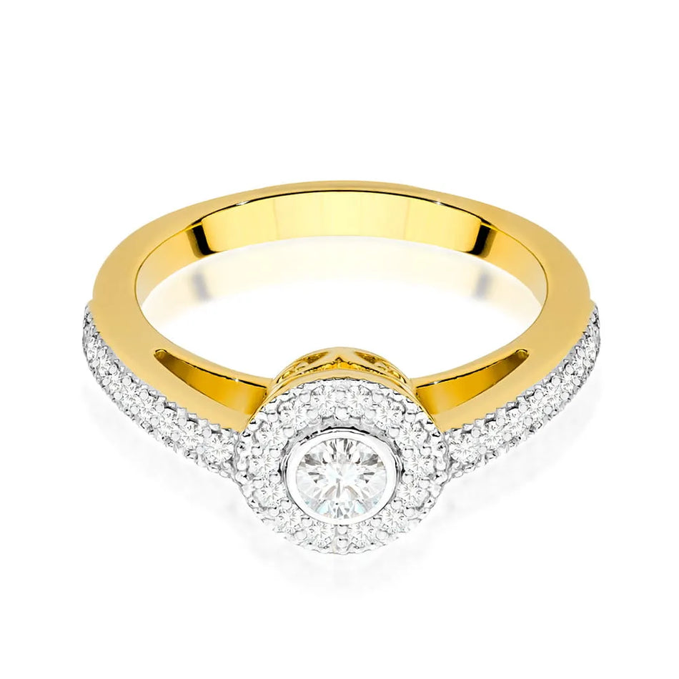 Goldring mit 0,15 ct und 0,225 ct Diamanten