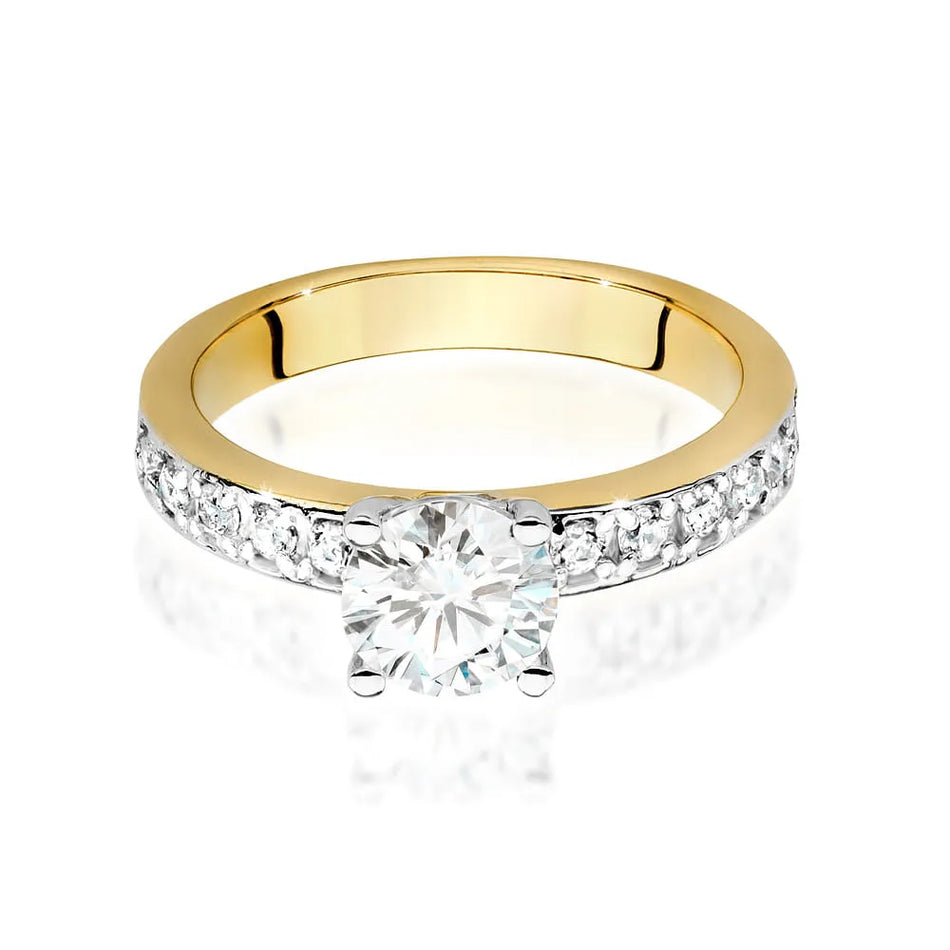 Goldring mit 1,00 ct und 0,24 ct Diamanten