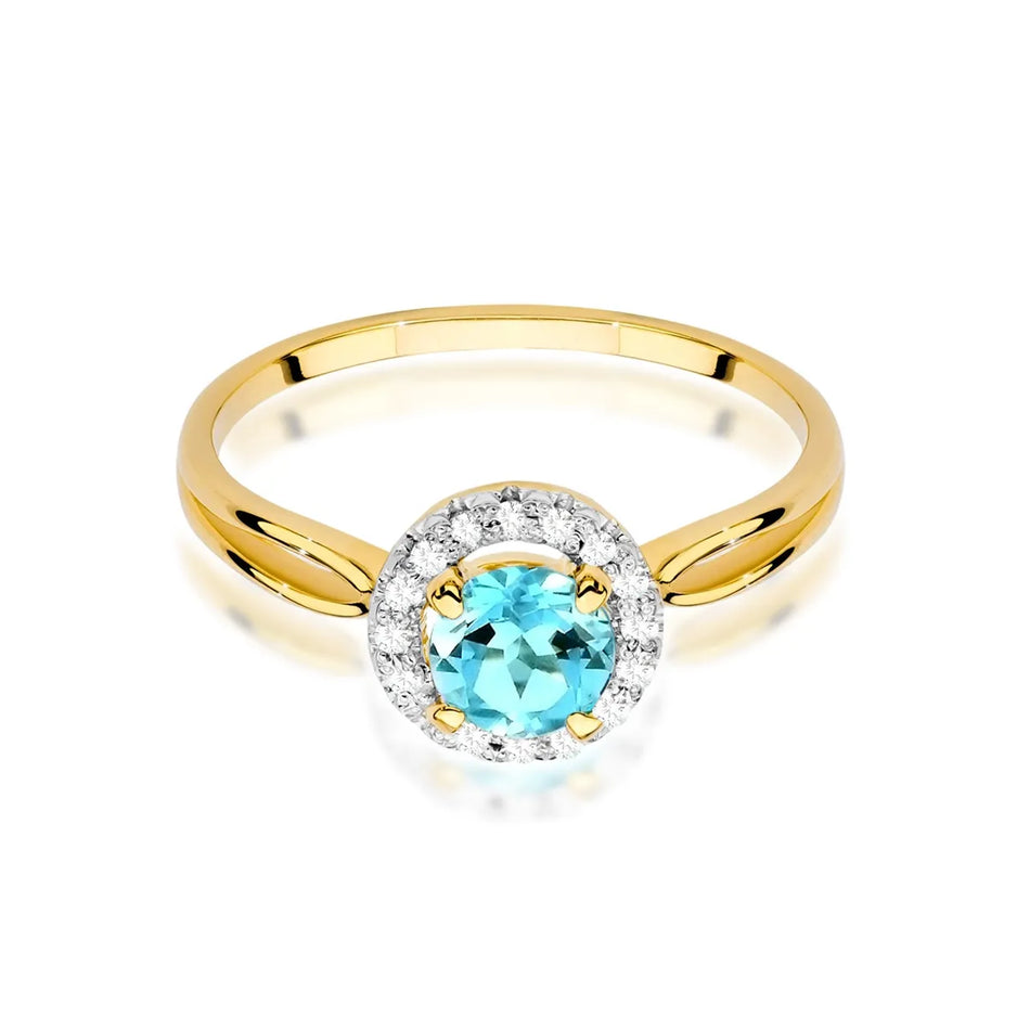 Gold Ring with 0.80ct Topaz and 0.08ct Diamonds