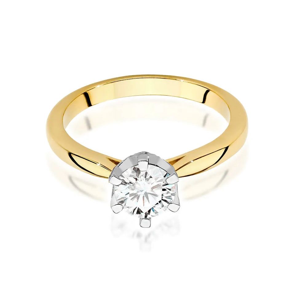 Goldring mit 0,70 ct Diamant und 0,06 ct Seitensteinen