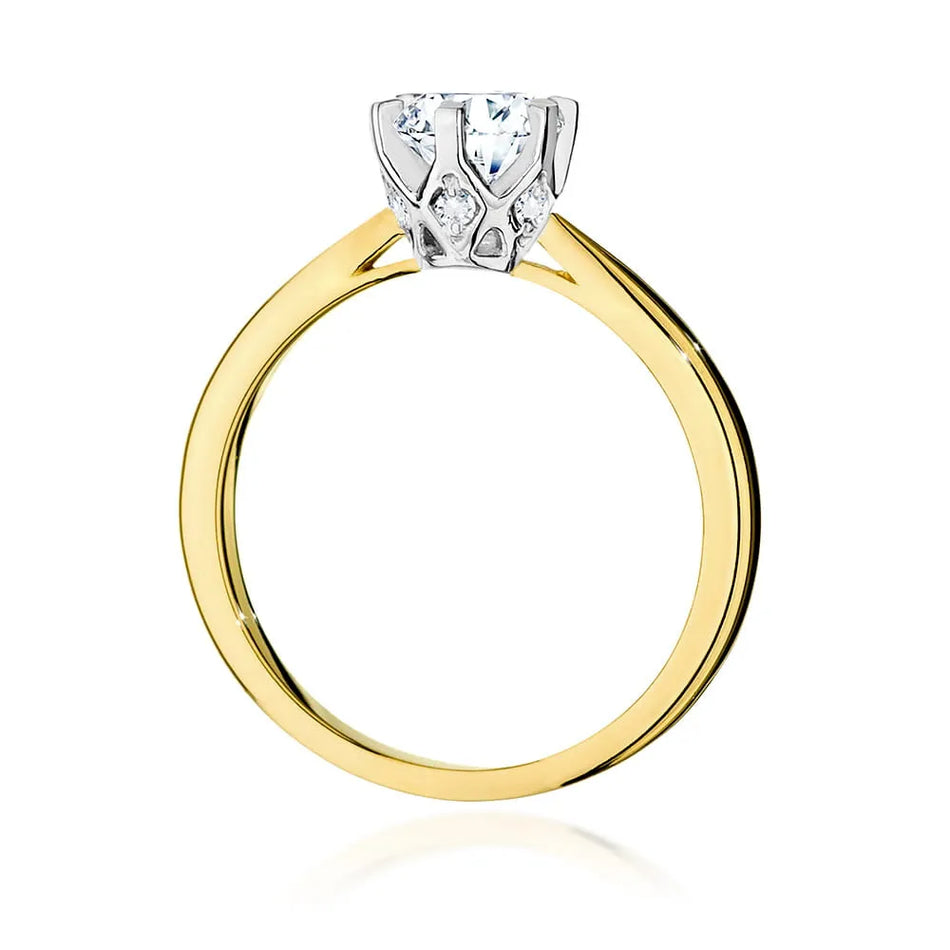 Goldring mit 0,70 ct Diamant und 0,06 ct Seitensteinen
