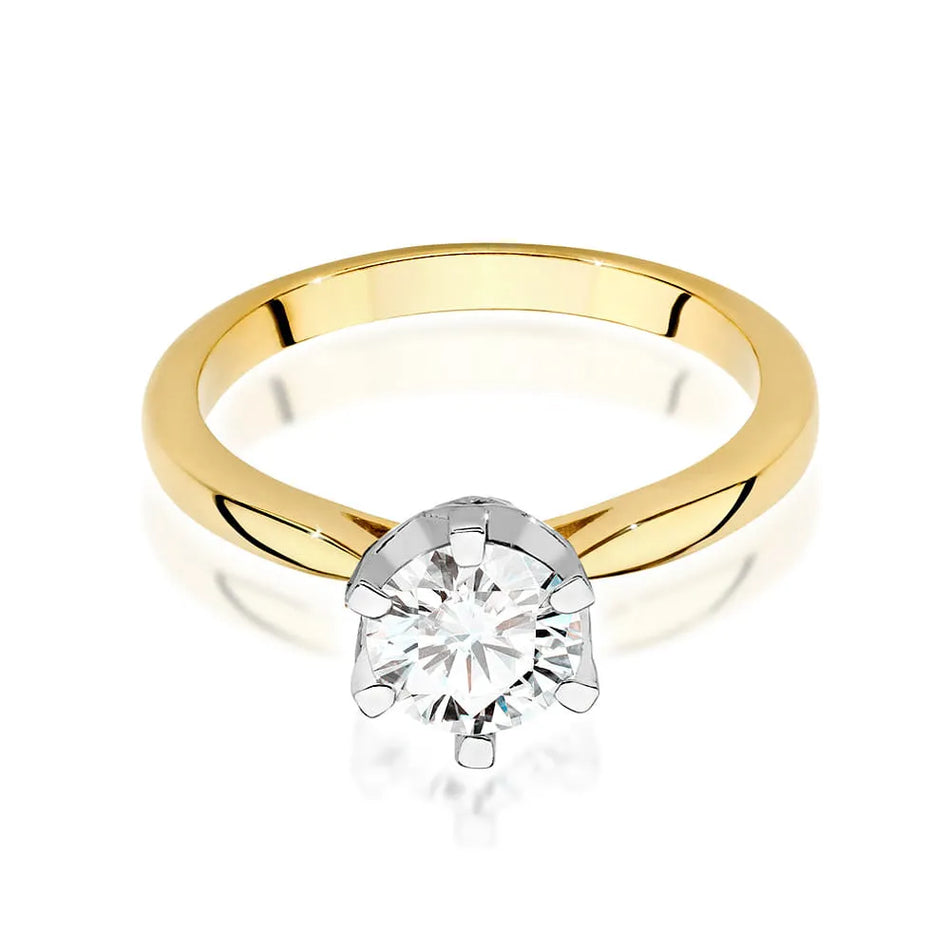 Gold Ring with 1.00ct Diamond and 0.06ct Sideline Diamonds