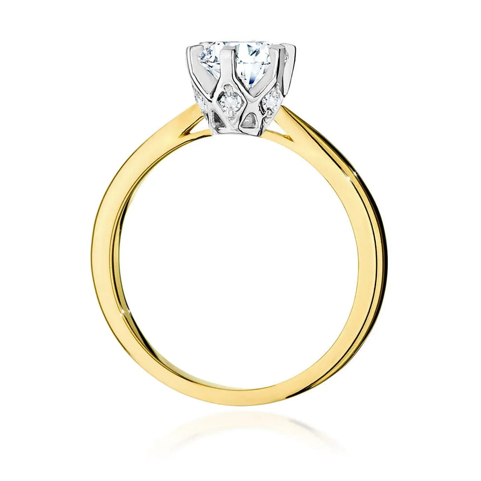 Goldring mit 1,00 ct Diamant und 0,06 ct Seitendiamanten