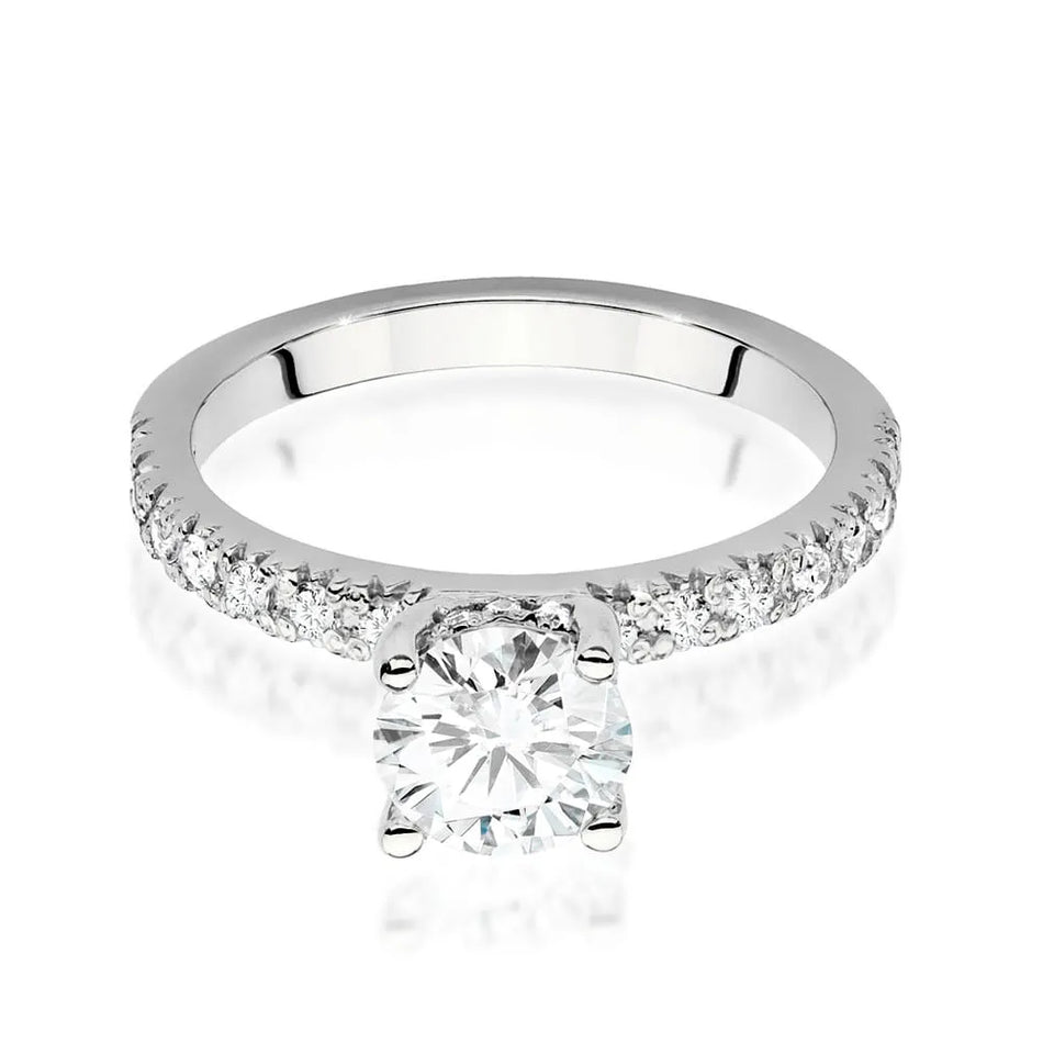 Goldring mit 1,00 ct Diamant und 0,263 ct Seitensteinen
