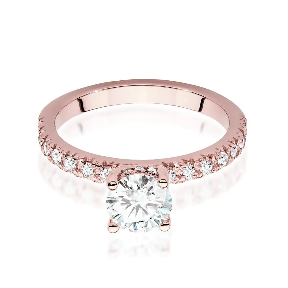 Goldring mit 0,70 ct Diamant und 0,263 ct Seitensteinen