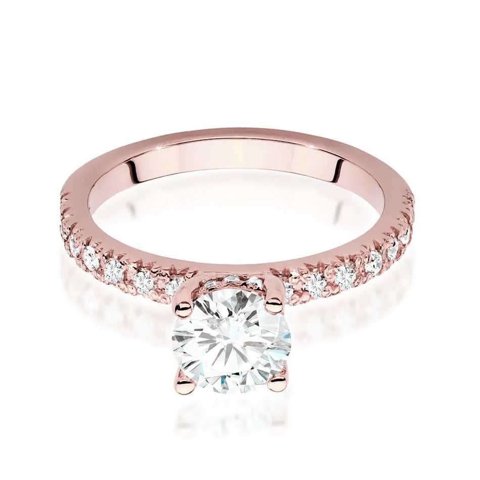 Goldring mit 1,00 ct Diamant und 0,263 ct Seitensteinen