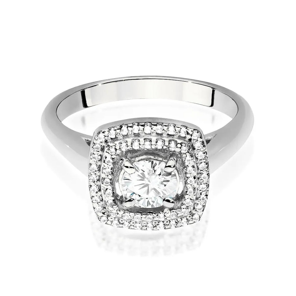 Goldring mit 0,40 ct Diamant und 0,28 ct Seitendiamanten