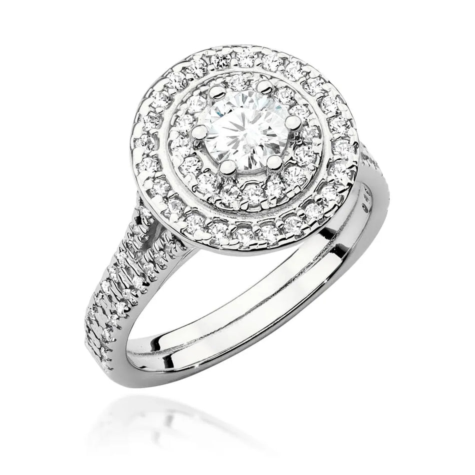 Goldring mit 0,40 ct Diamant und 0,613 ct Seitensteinen