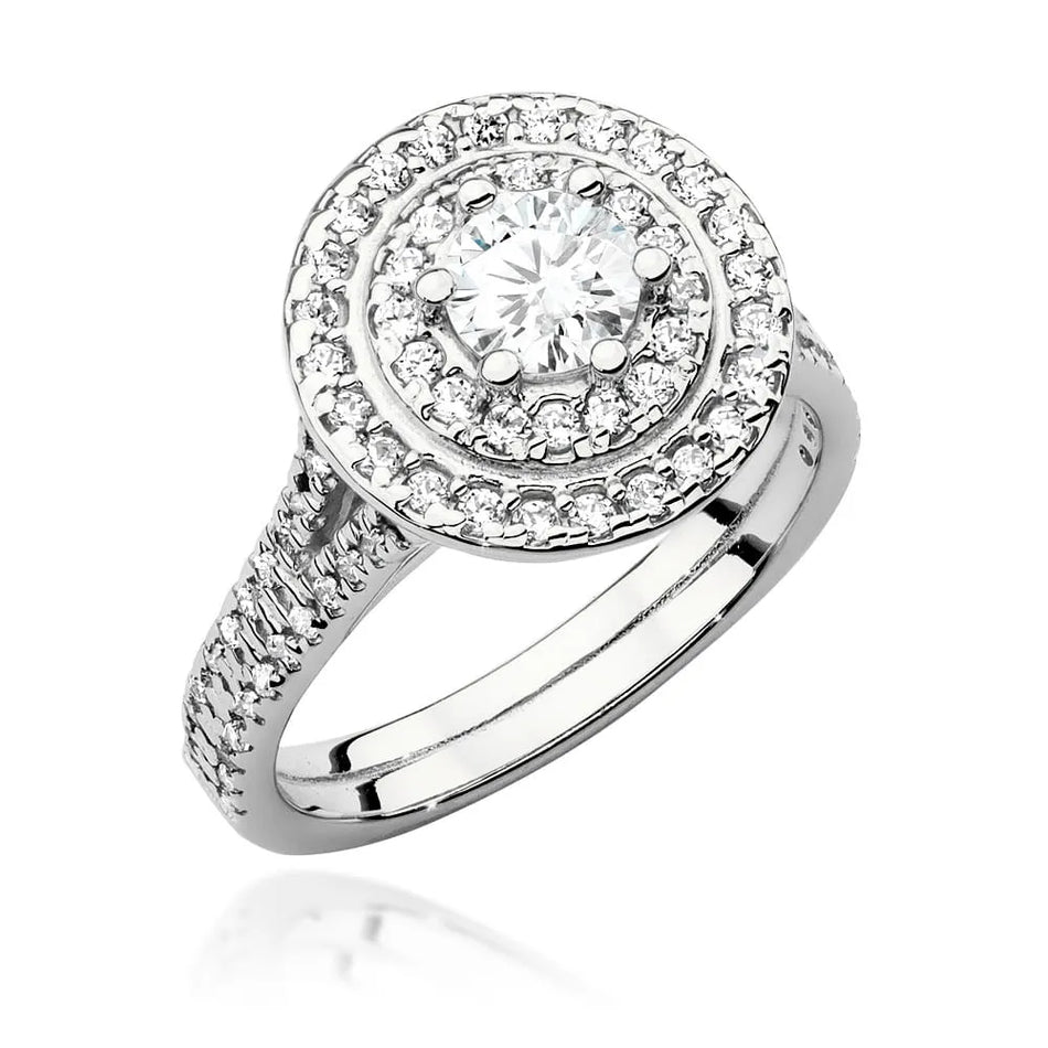 Goldring mit 0,50 ct Diamant und 0,613 ct Seitensteinen aus Diamanten