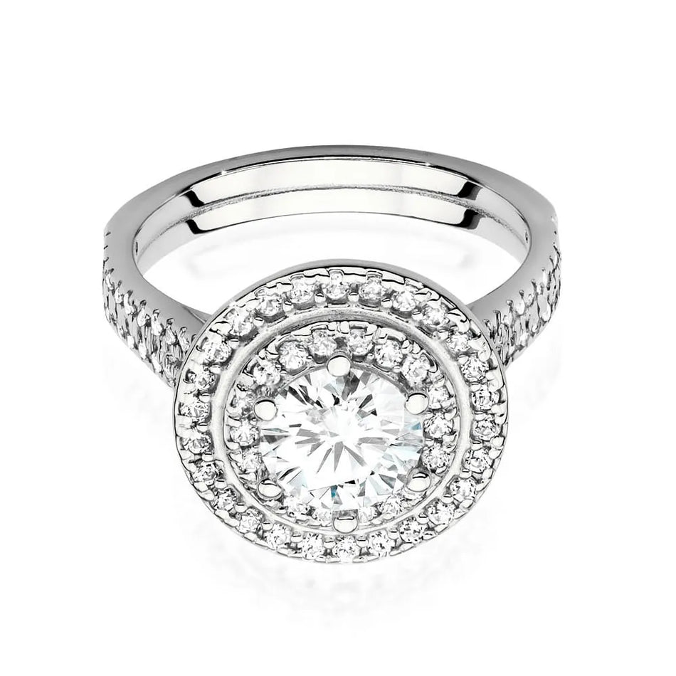 Goldring mit 0,70 ct Diamant und 0,633 ct Seitensteinen aus Diamanten