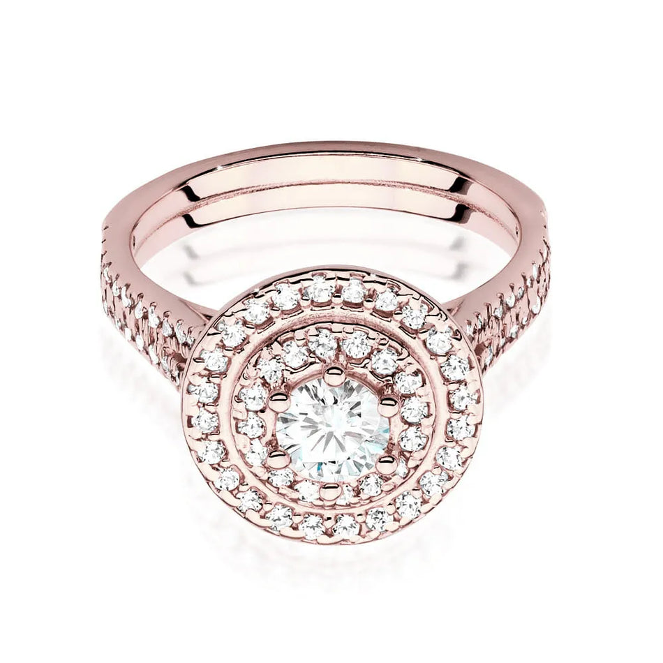 Goldring mit 0,40 ct Diamant und 0,613 ct Seitensteinen