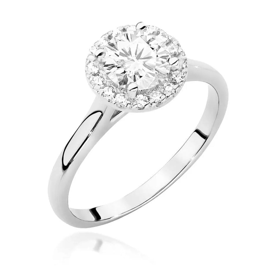 Goldring mit 0,70 ct Diamant und 0,138 ct Seitensteinen