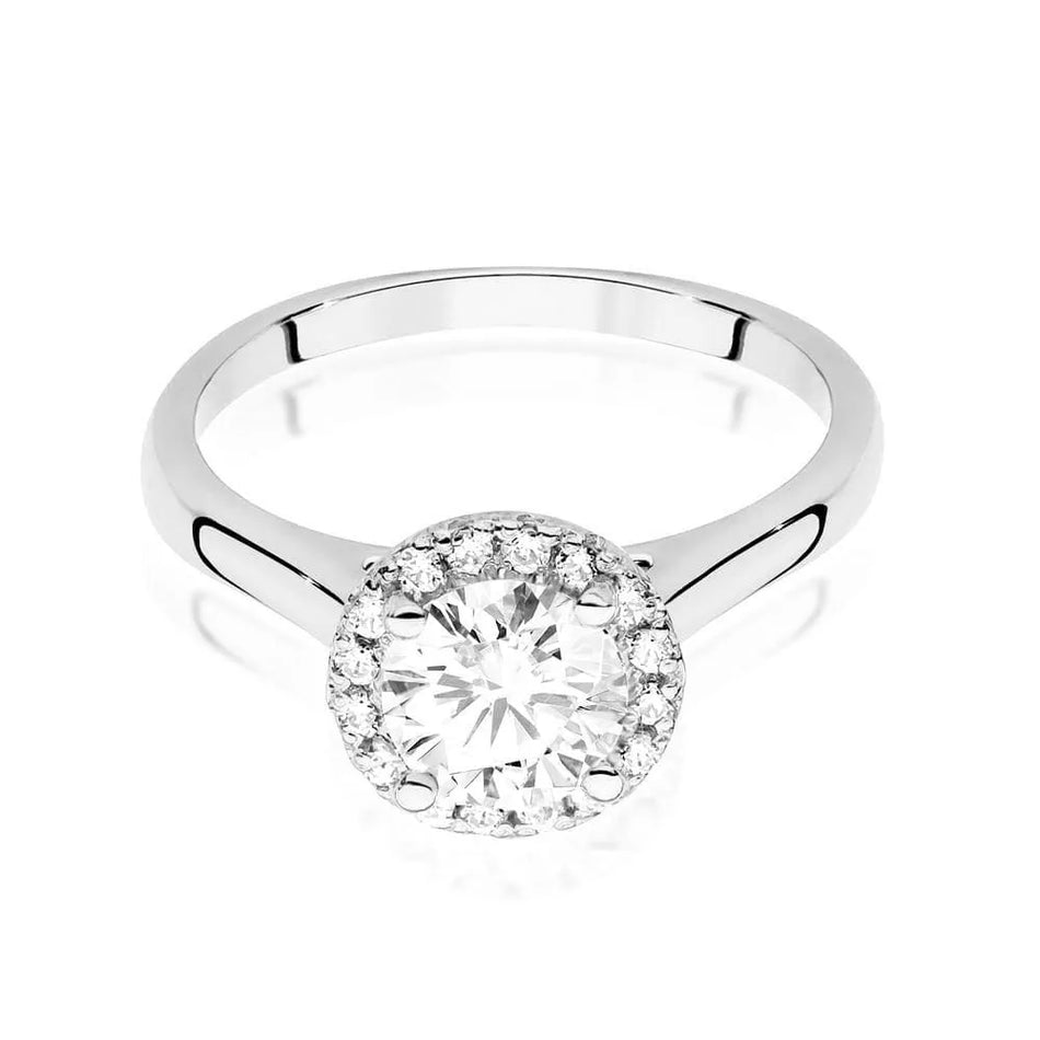 Goldring mit 0,70 ct Diamant und 0,138 ct Seitensteinen
