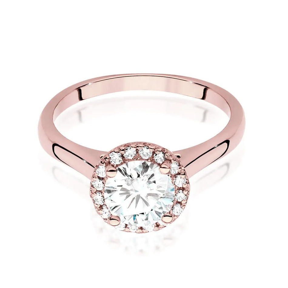 Gold Ring with 1.00ct Diamond and 0.138ct Sideline Diamonds