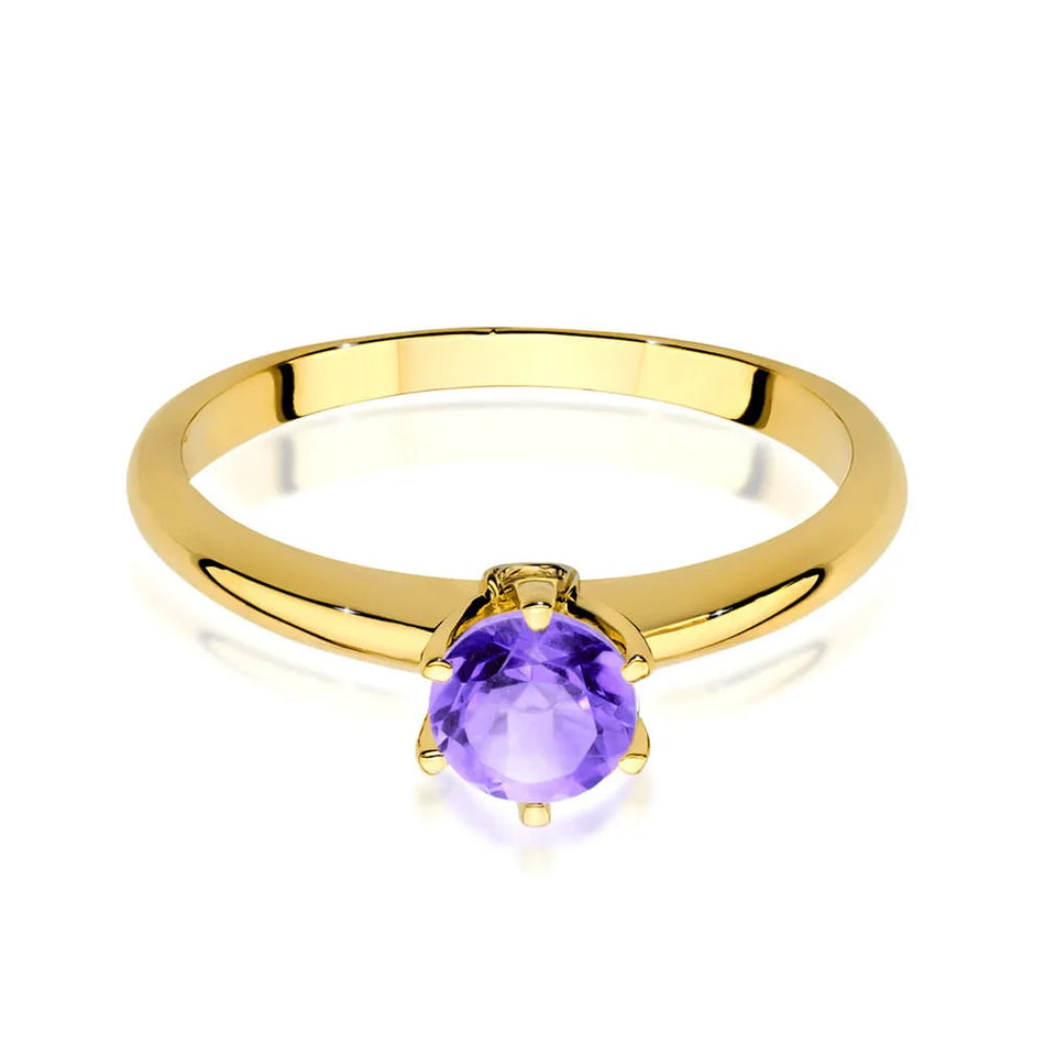 Goldring mit Amethyst und Diamanten