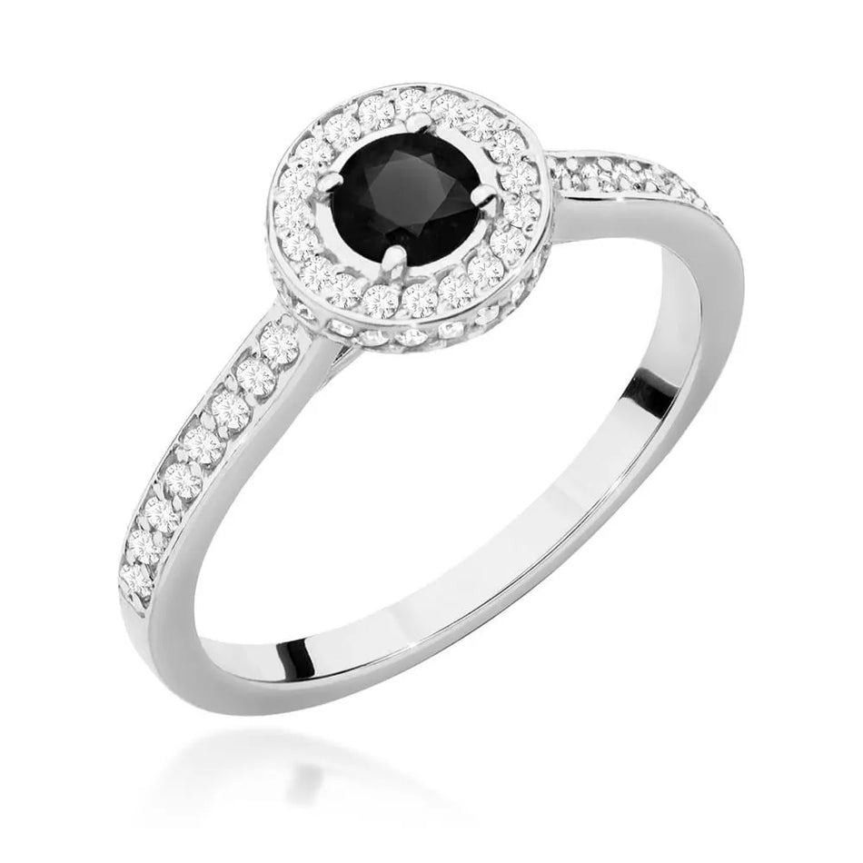 Goldring mit 0,30 ct schwarzem Diamant und 0,343 ct Seitensteinen aus Diamanten