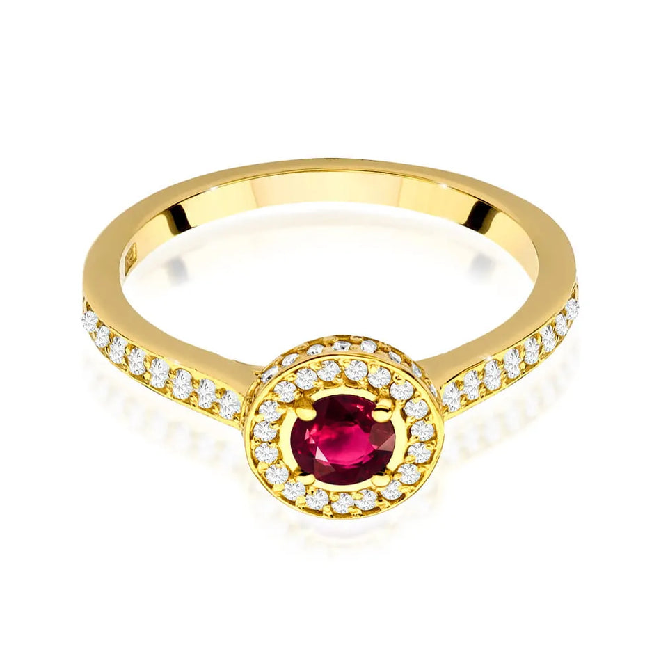 Gold Ring with 0.30ct Ruby and 0.343ct Sideline Diamonds
