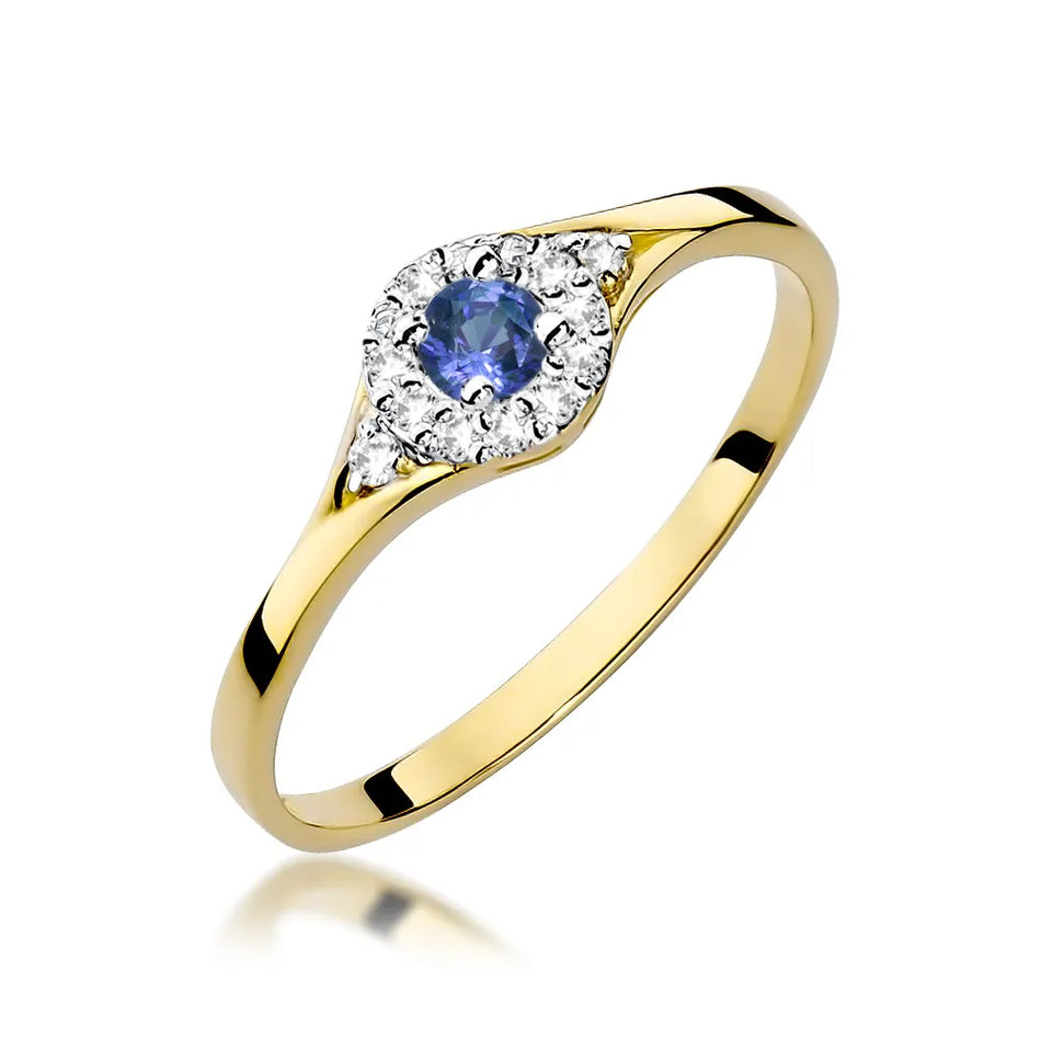 Goldring mit blauem Zirkonia