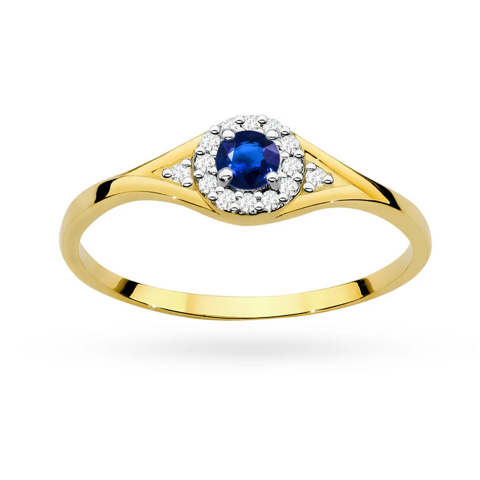 Goldring mit blauem Zirkonia