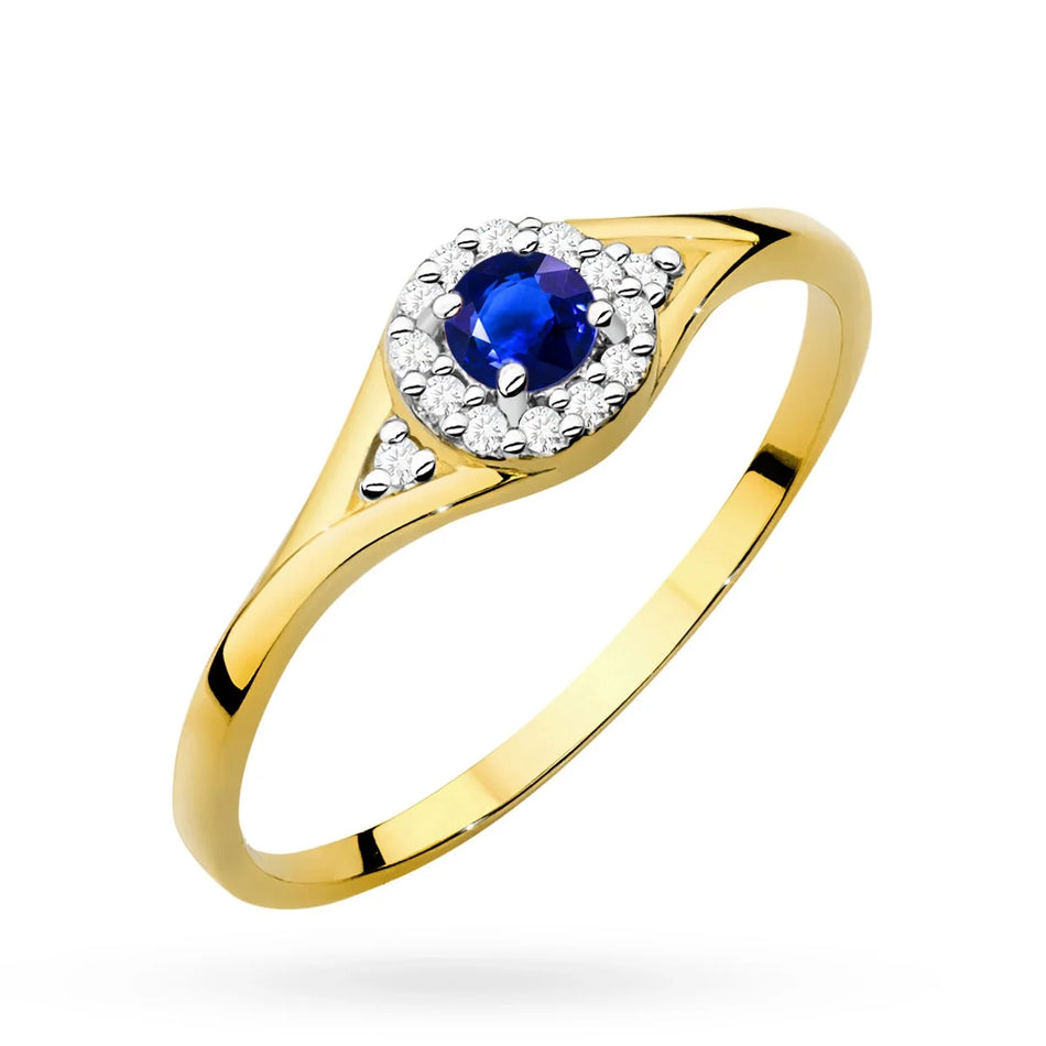 Goldring mit blauem Zirkonia