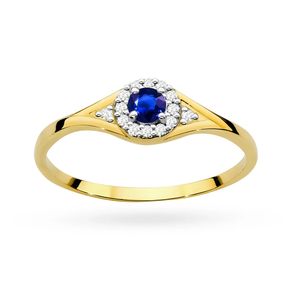 Goldring mit blauem Zirkonia