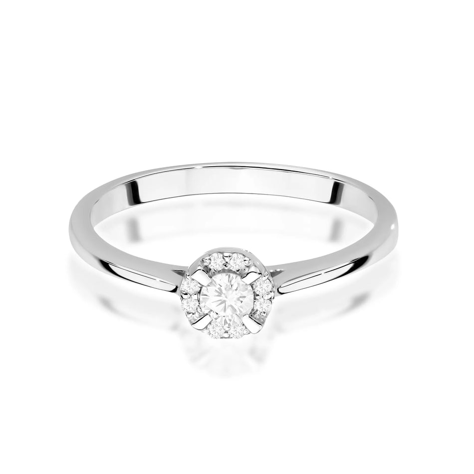 Goldring mit 0,10 ct Diamant und 0,04 ct Seitendiamanten
