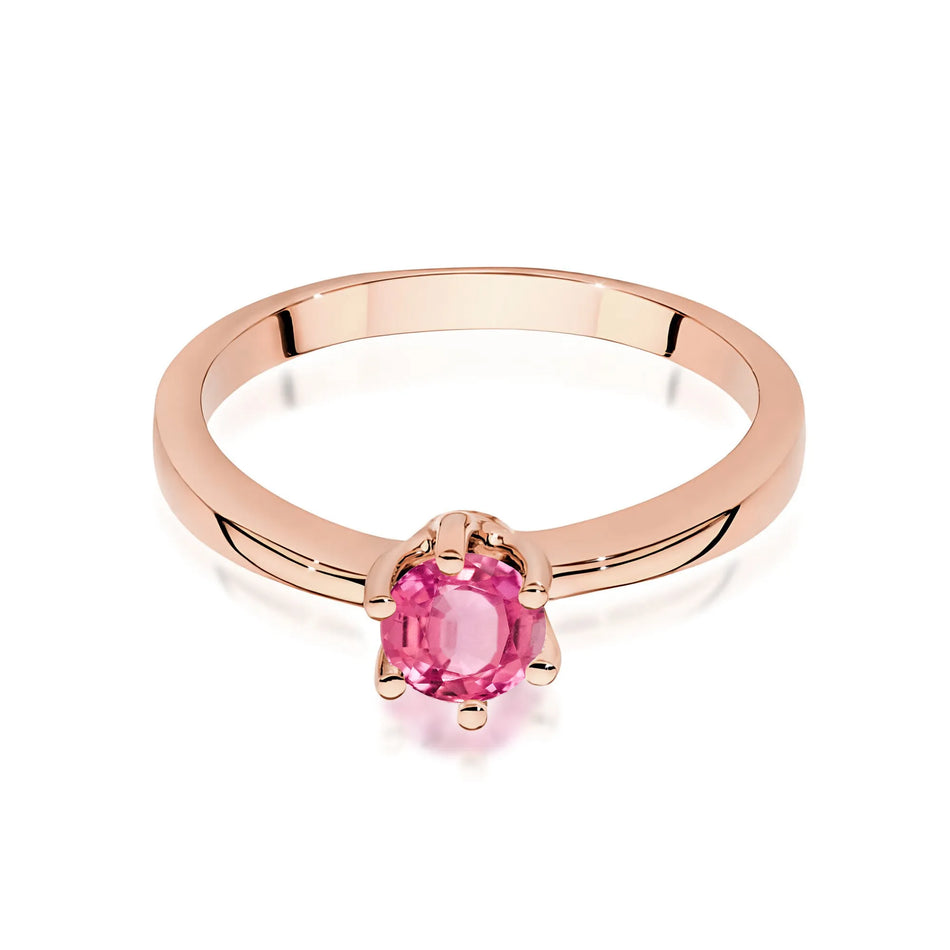 Gold Ring with 0.60ct Pink topaz
