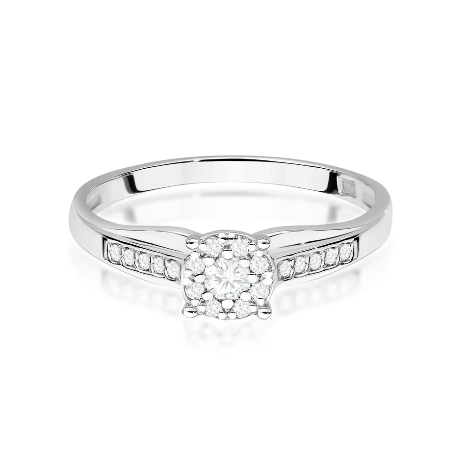 Goldring mit 0,08 ct Diamant und 0,118 ct Seitensteinen
