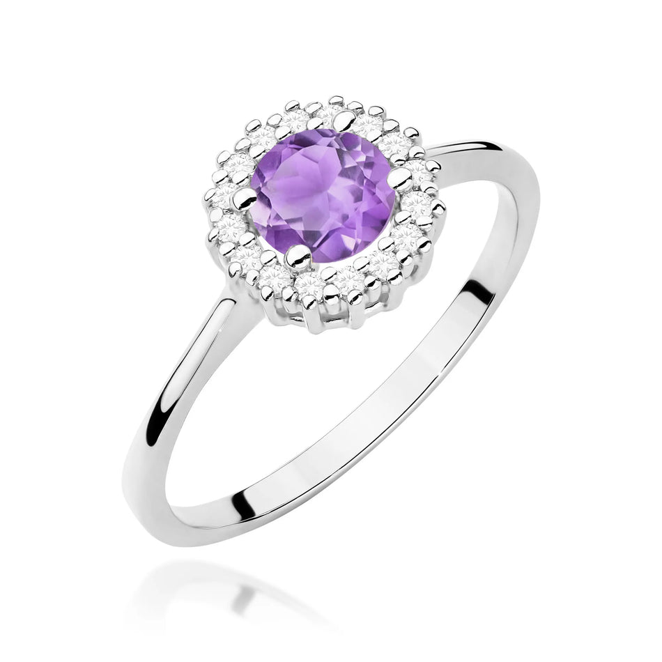 Goldring mit 0,50 ct Amethyst und 0,14 ct Diamanten