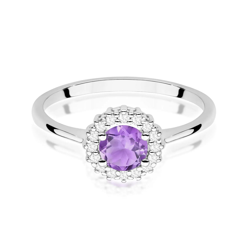 Goldring mit 0,50 ct Amethyst und 0,14 ct Diamanten