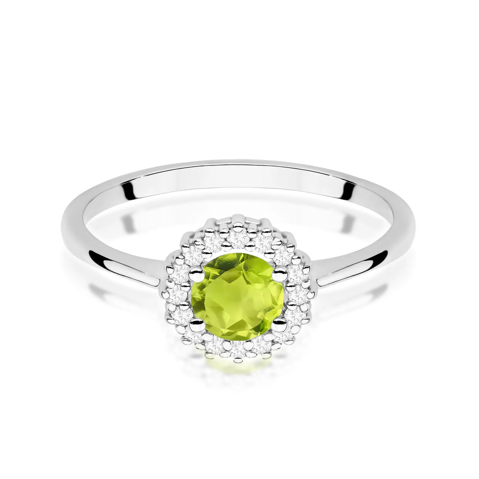 Goldring mit 0,60 ct Olivin und 0,14 ct Diamanten