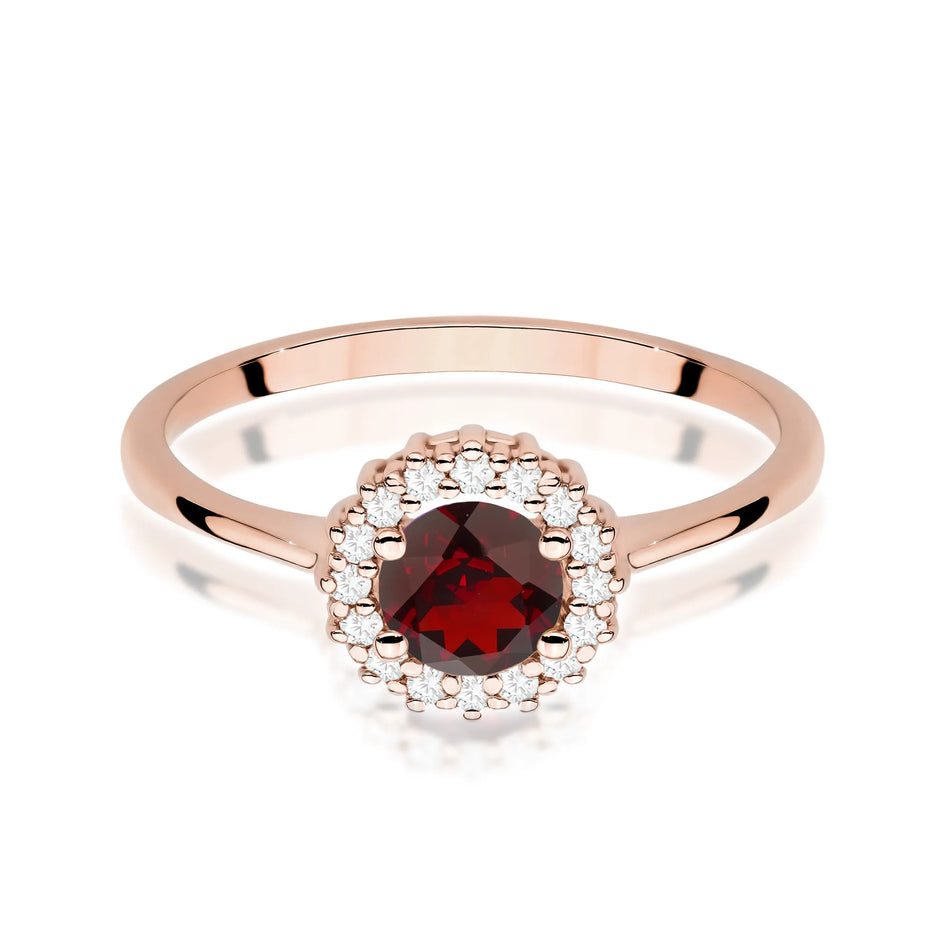 Gold Ring with 0.60ct Garnet and 0.14ct Diamonds
