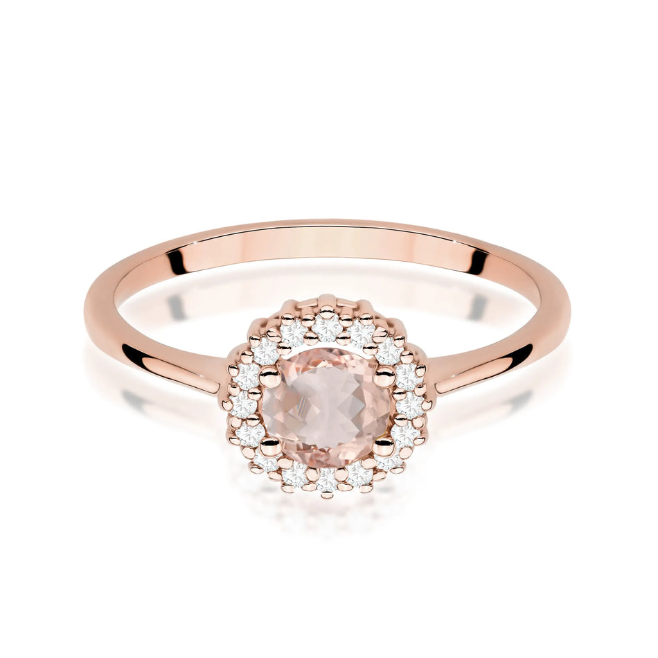 Gold Ring with 0.40ct Morganite and 0.14ct Diamonds