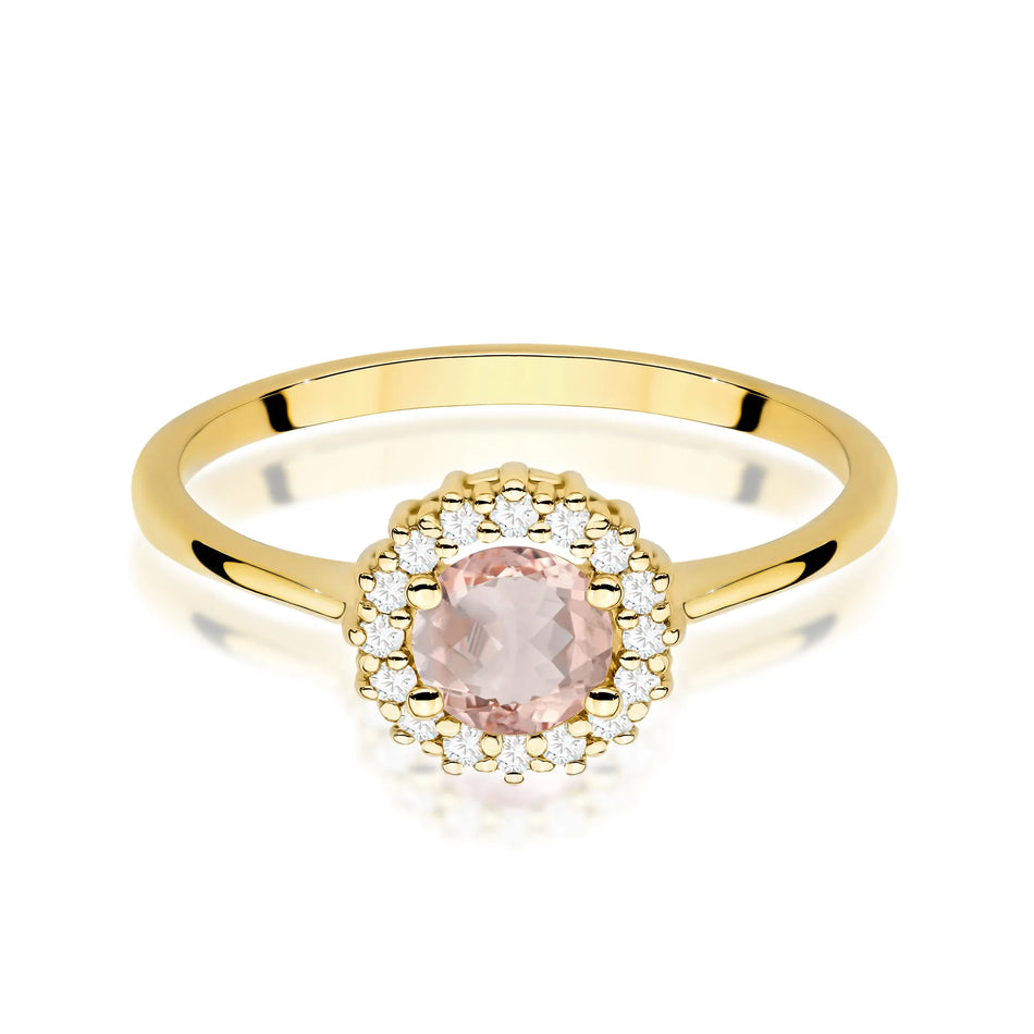 Gold Ring with 0.40ct Morganite and 0.14ct Diamonds