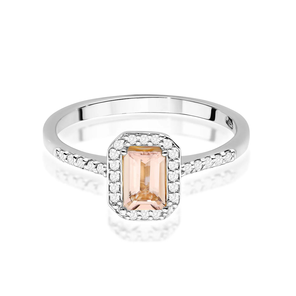 Goldring mit 0,60 ct Morganit und 0,186 ct Diamanten