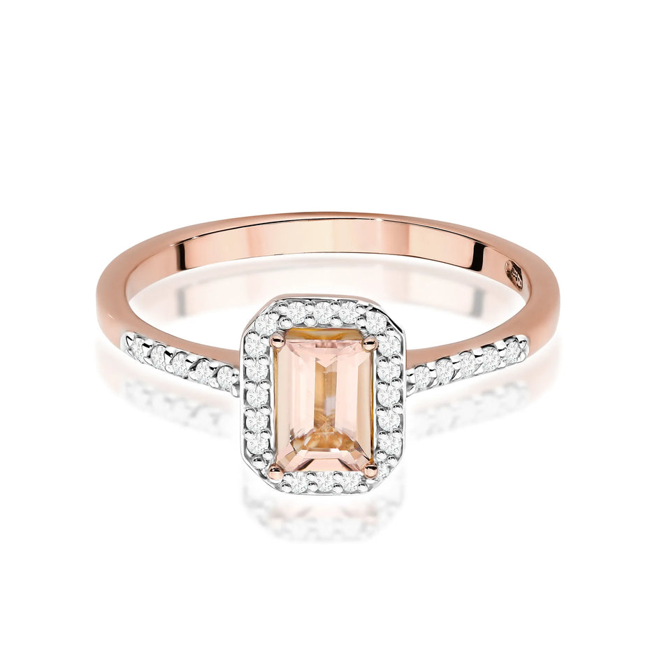Goldring mit 0,60 ct Morganit und 0,186 ct Diamanten