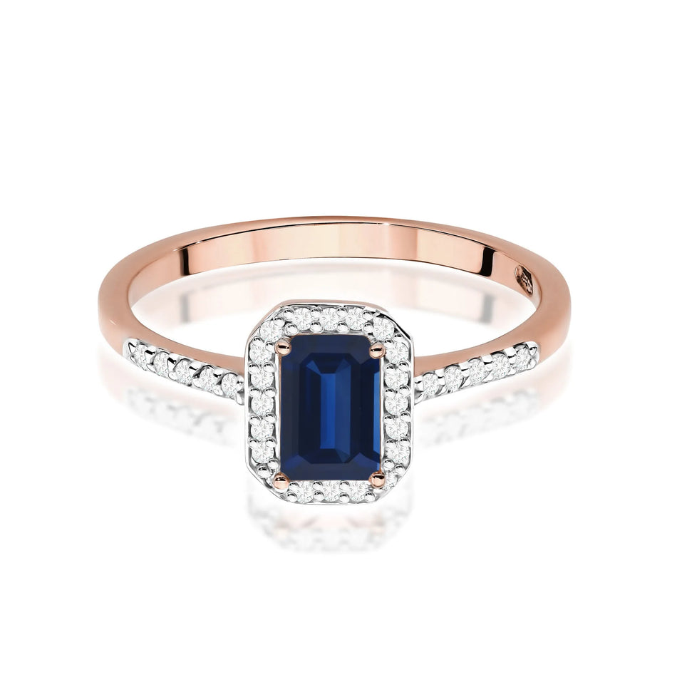 Goldring mit 0,60 ct Saphir und 0,186 ct Diamanten