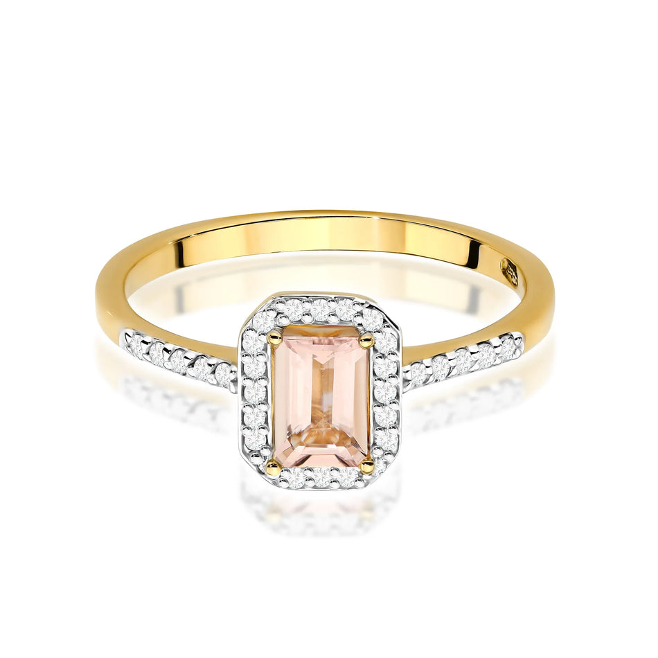 Goldring mit 0,60 ct Morganit und 0,186 ct Diamanten