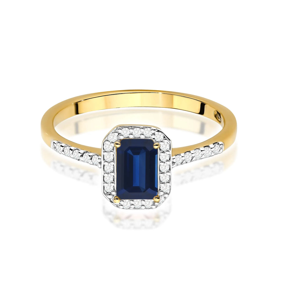 Goldring mit 0,60 ct Saphir und 0,186 ct Diamanten