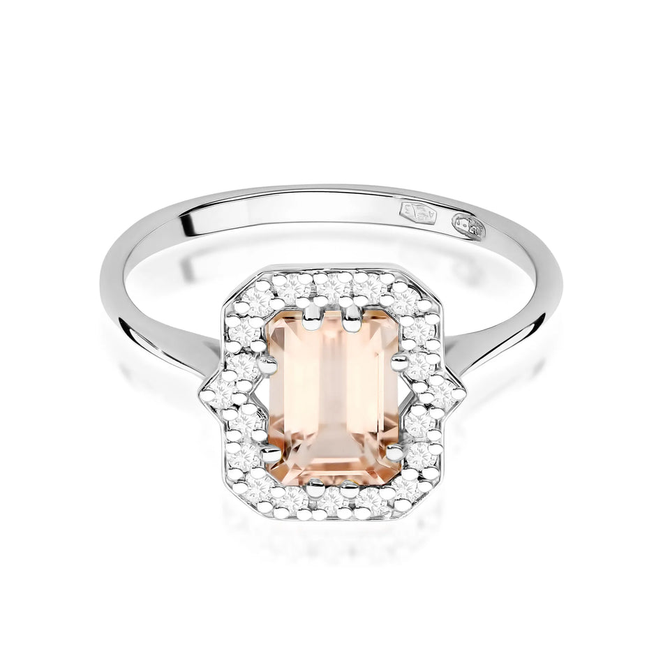 Goldring mit 1,00 ct Morganit und 0,172 ct Diamanten