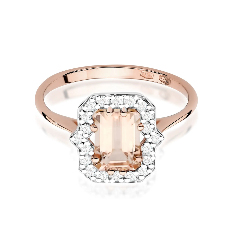 Goldring mit 1,00 ct Morganit und 0,172 ct Diamanten