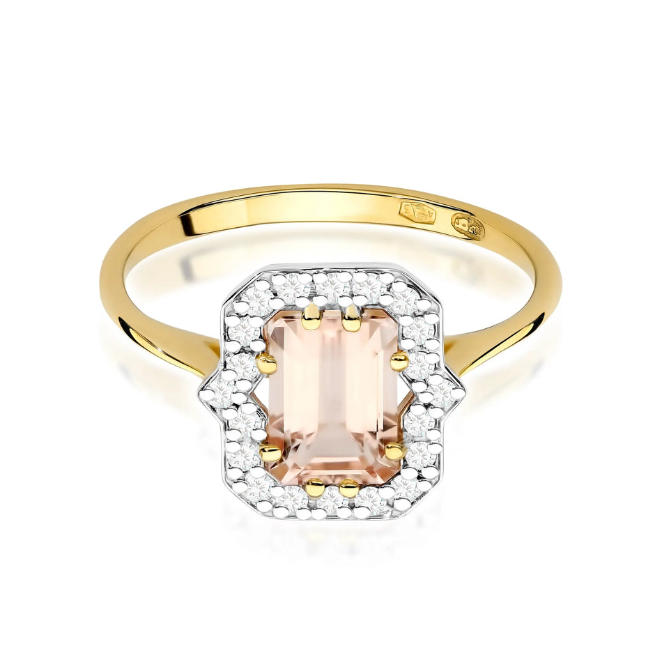Goldring mit 1,00 ct Morganit und 0,172 ct Diamanten