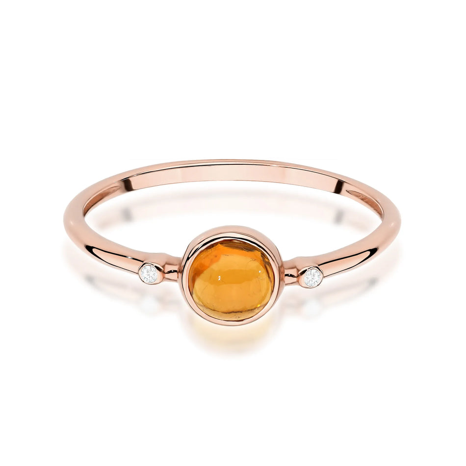 Goldring mit 0,60 ct gelbem Turmalin und 0,01 ct Diamanten