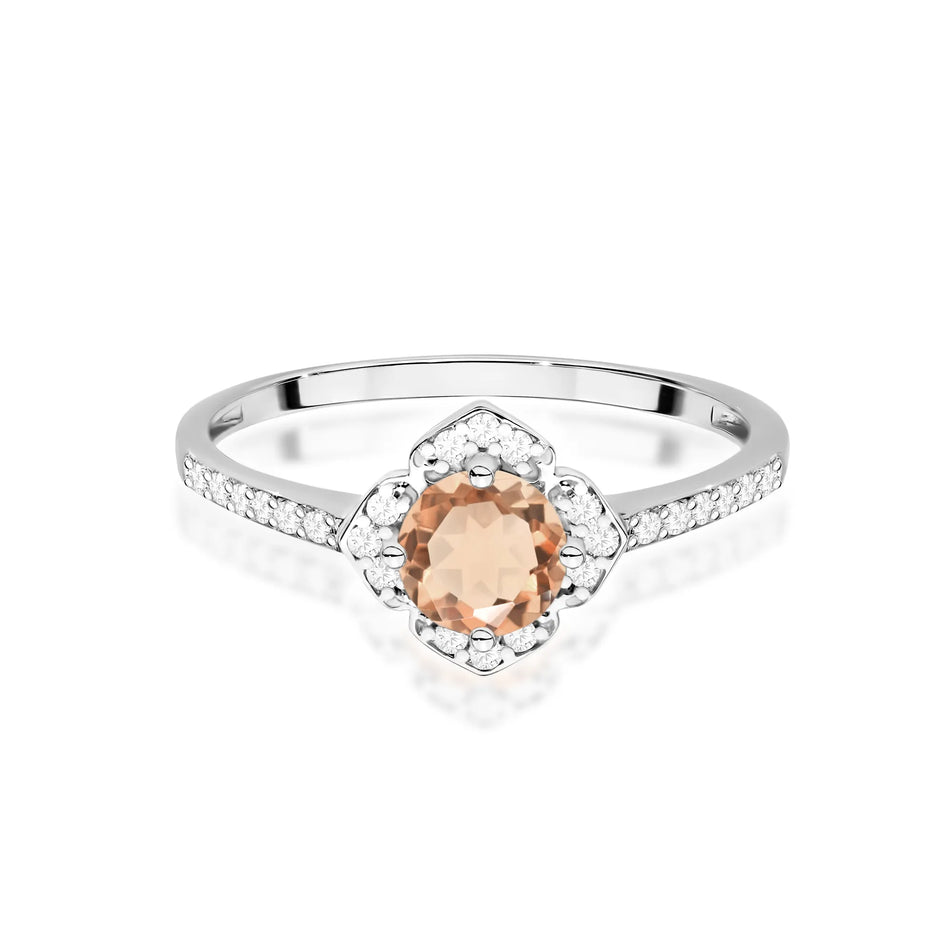 Goldring Blume mit 0,40 ct Morganit und Diamanten