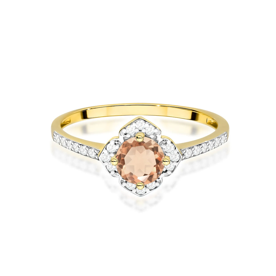 Goldring Blume mit 0,40 ct Morganit und Diamanten