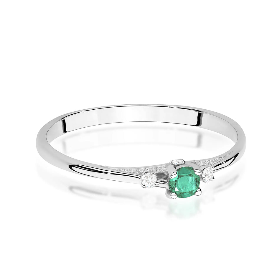 Gold Ring with 0.15ct Emerald and 0.046ct Diamonds